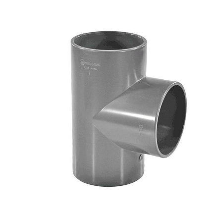 Тройник НПВХ нап сер Дн110х90гр Ру16 п/клей Aquaviva TEE1100