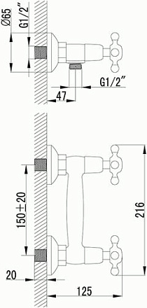 смеситель душ LEMARK Vintage, бронза LM2803B