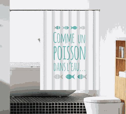 шторка д/в тканевая 180х180см "Как рыбка в воде" MZ-90