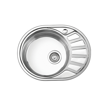 мойка нерж.врез.овал. LEDEME 570*450*170 (0, 6мм) выпуск 3 1/2" левая ДЕКОР L65745-6L