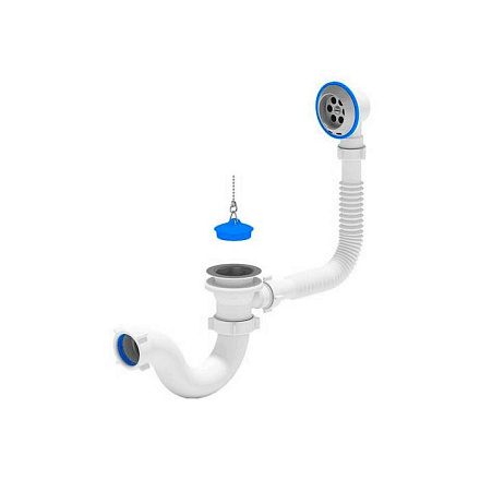 Сифон д/ванны труб проб/цеп 1 1/2"x40 нерж/сетка АНИ Пласт E150