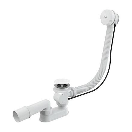 Сифон д/ванны плоск полуавт 1 1/2"x40 пер/тр 10гр 40/50 пласт бел Alca A51BM