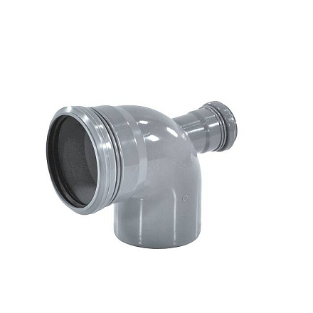 Отвод PP-H с выходом сер б/н Дн110х50х87гр фрон-тыл в/к РосТурПласт 36650