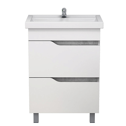 тумба Лотос 60 (Фостер 60) DB2 напольная, бетон натуральный/белая без умывальника