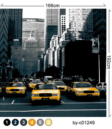 шторка д/в тканевая 180х200см "Жёлтое такси" MZ-123