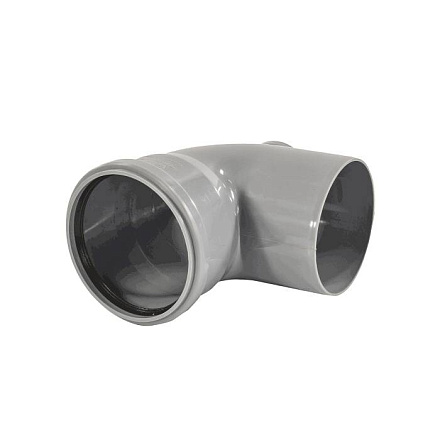 Отвод PP-H с выходом сер б/н Дн110х50х87, 5гр фрон-тыл в/к BASE VALFEX 23124150