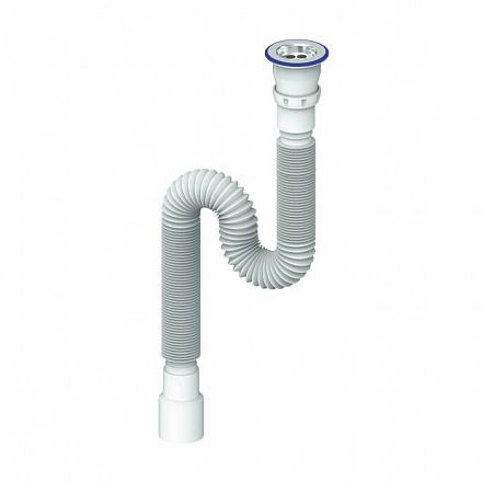 Сифон умыв гофр 1 1/2"x40/50 L=370-1200мм нерж/сет Unicorn D230