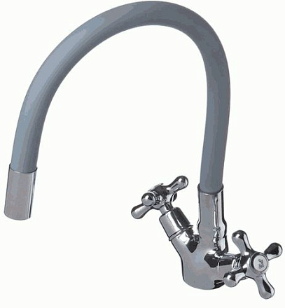 смеситель кухня Expromt Cross/Кросс 1/2" керам.с гайкой, гиб.изл., gray Ex102.2-01 лат.(б/подв)
