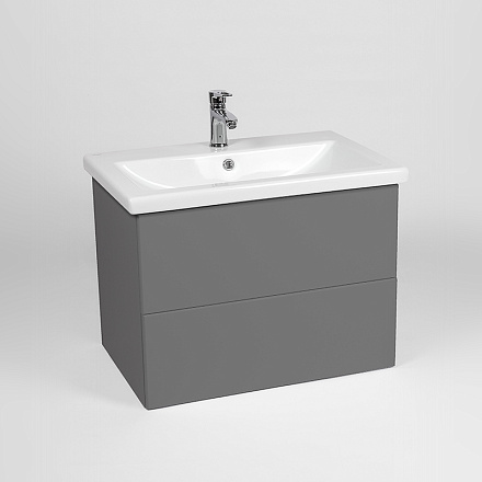 тумба София (COMO 60/Адриана 60) 2 ящика подвесная, графит 43х56х50 без умывальника
