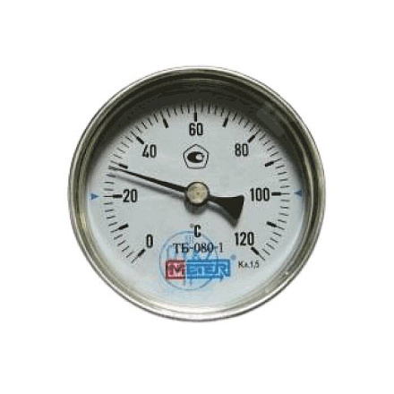 Термометр биметалл ТБ-063-1 120С Дк63 L=100 G1/2" осев Метер