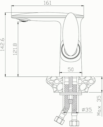 смеситель умывальник ROSSINKA  картридж 35мм , монолитный , с донным клапаном , белый , RS30-11W 