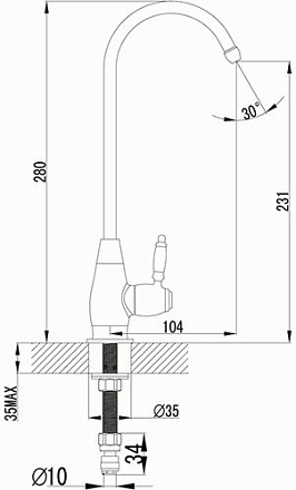 смеситель моно LEMARK Villa кран д/питьевой воды, бронза LM4840B