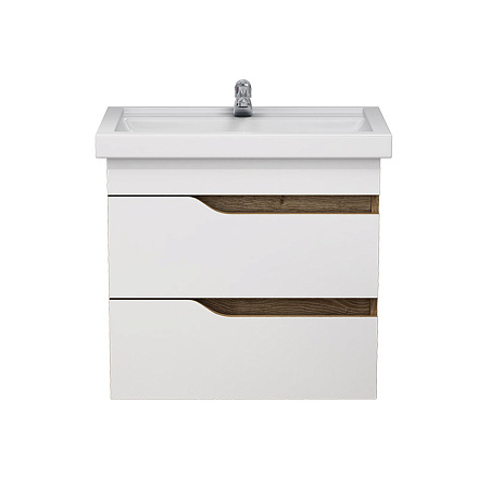 тумба Лотос 60 (Фостер 60) DB2 подвесная, дуб светлый/белая без умывальника