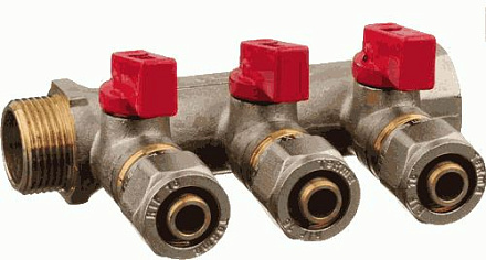 коллектор д/м.пл. 3/4" в/н с 3-мя шар.кран. конус 16мм(1/2") TeRma (14002)