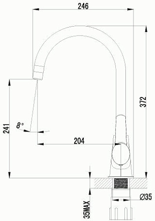 смеситель кухня LEMARK Atlantiss картридж 35мм, с высоким поворотным изливом LM3255С