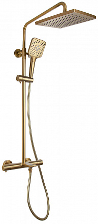 05382-3  KAISER Serio Душевая система с термостатом (стац. лейка 250х250), латунь, Brushed gold