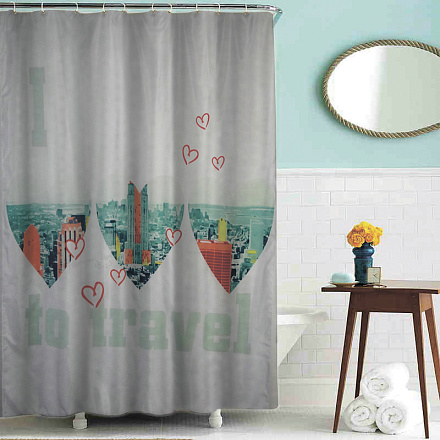 шторка д/в тканевая 180х200см "Люблю путешествовать" MZ-113