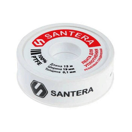 Лента ФУМ PTFE катушка 19ммх15м вода бел Santera 5-0026