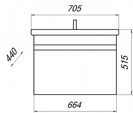 тумба Модерн 70 (Фостер 70) DB1 подвесная, дуб Бардолино без умывальника