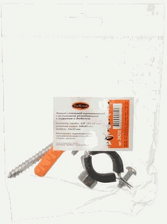хомут оцинк. с резин.уплотн. 3/8" 15-19мм с гайкой М8, в компл.со шпилькой-шуруп. и дюб.TeRma 24250