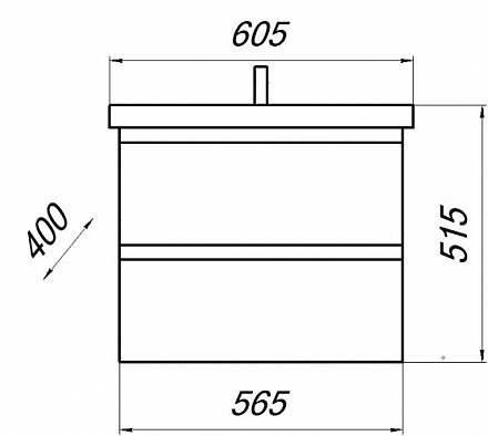 тумба Модерн 60 (Фостер 60) DB2 подвесная, белая/дуб Бардолино без умывальника