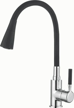 смеситель кухня LEDEME силиконовый излив черный/хром L4199-2