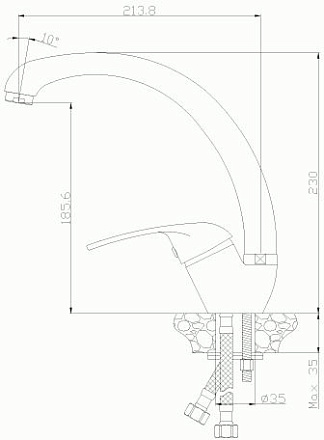 смеситель кухня ROSSINKA картридж д.40мм с поворотным изливом 180мм Y40-23