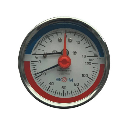 Термоманометр осев МД04 160С 0-0,6МПа Дк80 G1/4" в/к перех G1/2" L=40мм ЭКОМЕРА