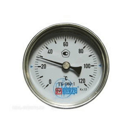 Термометр биметалл ТБ-080-1 120С Дк80 L=40 G1/2" осев Метер