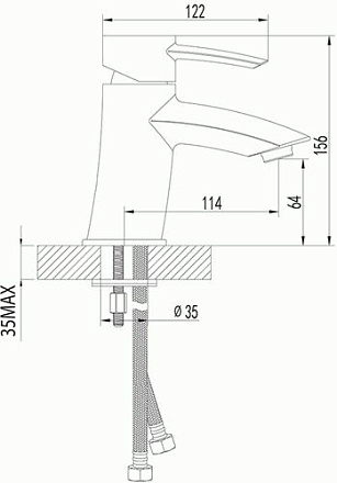 смеситель умывальник LEMARK Atlantiss картридж 35мм, монолитный LM3206С
