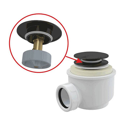 Сифон д/поддона h=72мм 1 1/2"x50/40 клик-клак Alca A465BLACK-50